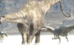 Reconstitution de l'attaque d'un Diplodocus par un Allosaure